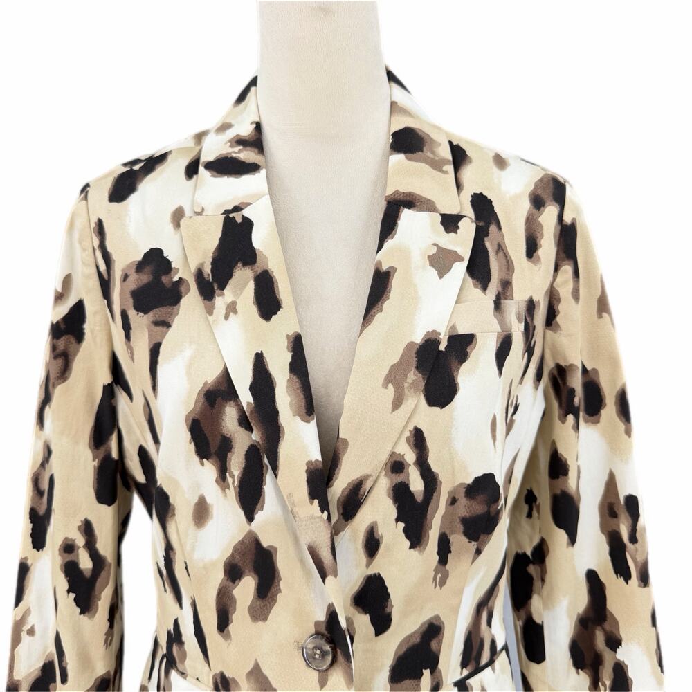 Chico’s NEW Sz 0 Tan Animal Print Workwear Office Corpcore Chic Blazer Jacket - Picture 4 of 11